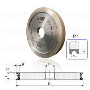 1F6V. DIAMOND FLAT GRINDING WHEELS WITH SEMICIRCULAR-CONCAVE PROFILE